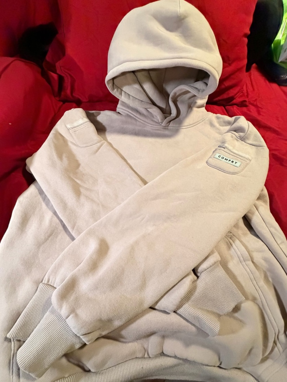 Women's Comfrt Hooded Sweatshirt in Light Beige